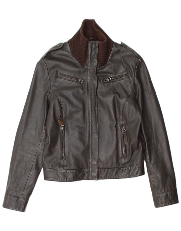 Vintage Womens Leather Jacket UK 12 Medium Brown Leather
