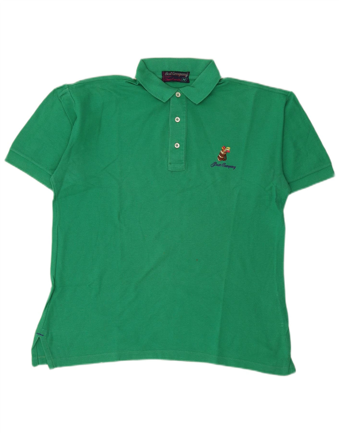 BEST COMPANY Mens Polo Shirt Medium Green Cotton