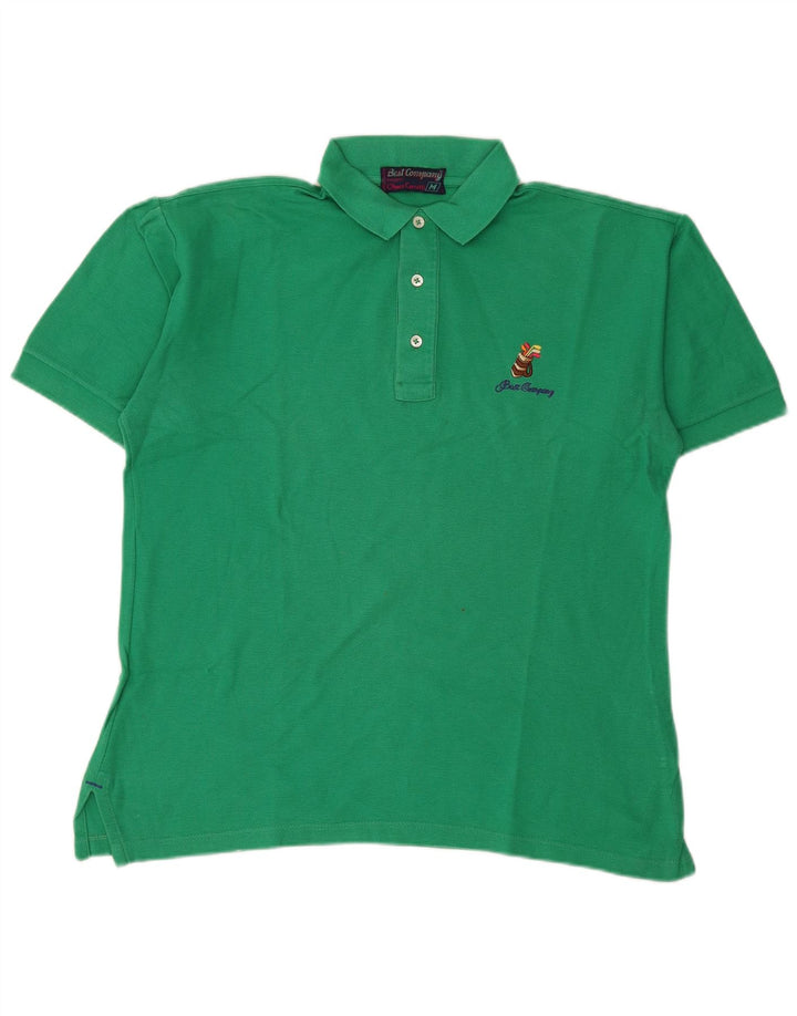 BEST COMPANY Mens Polo Shirt Medium Green Cotton
