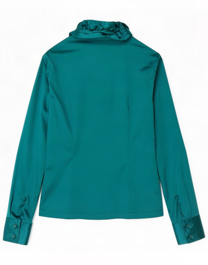 Naracamicie Womens Ruffle Front Shirt Blouse UK 10 Small Green Polyester