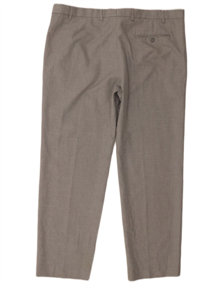 Marks & Spencer Mens Regular Suit Trousers W42 L31 Grey Polyester