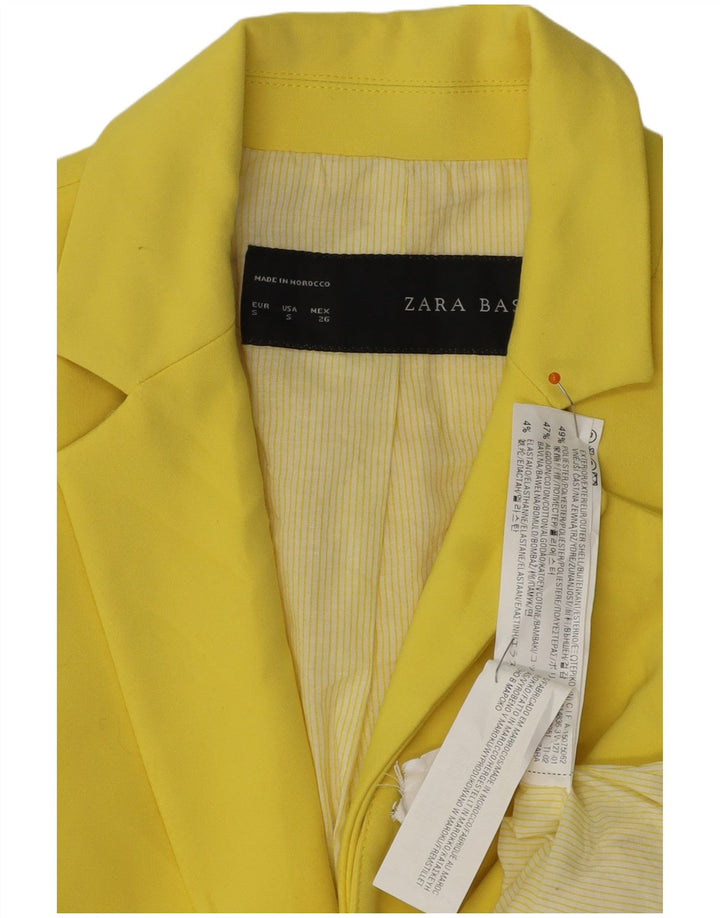 ZARA Womens 1 Button Blazer Jacket UK 10 Small Yellow Polyester
