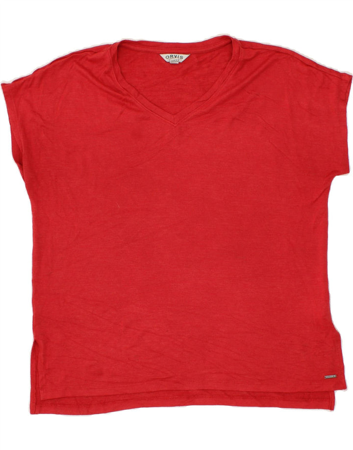 ORVIS Womens T-Shirt Top UK 16 Large Red Polyester Vintage Orvis and Second-Hand Orvis from Messina Hembry 
