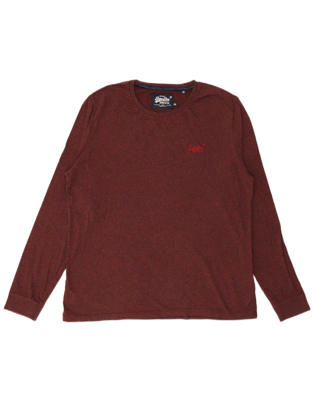 SUPERDRY Mens Top Long Sleeve 3XL Burgundy Cotton