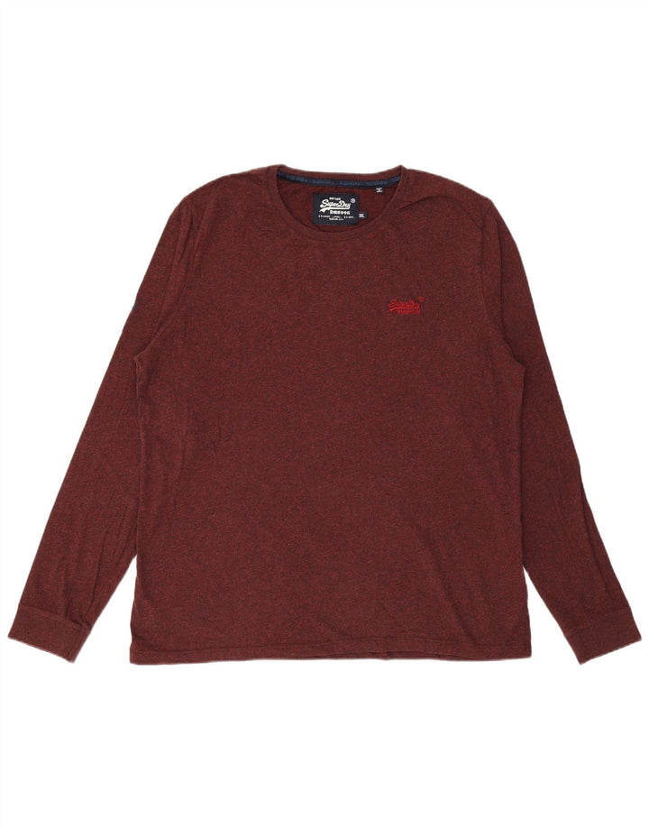 SUPERDRY Mens Top Long Sleeve 3XL Burgundy Cotton