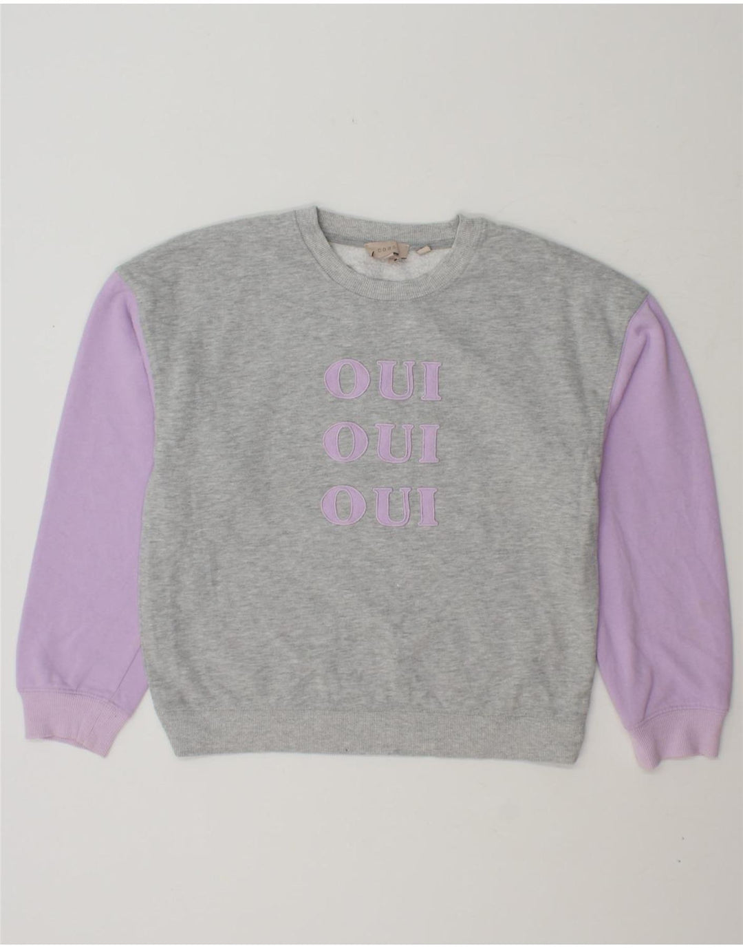 COAST Womens Graphic Sweatshirt Jumper UK 10 Small Grey Colourblock Vintage Coast and Second-Hand Coast from Messina Hembry 