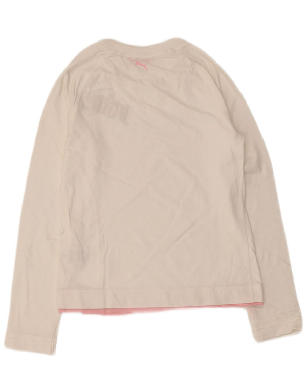 Puma Girls Graphic Top Long Sleeve 13-14 Years White Cotton