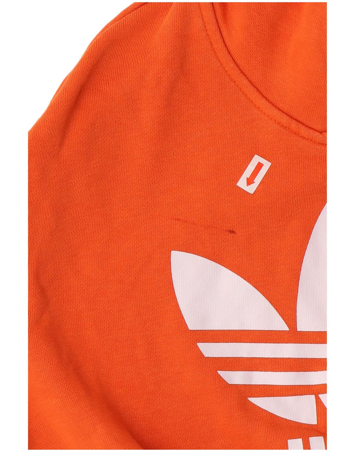ADIDAS Boys Graphic Hoodie Jumper 12-13 Years Orange Cotton