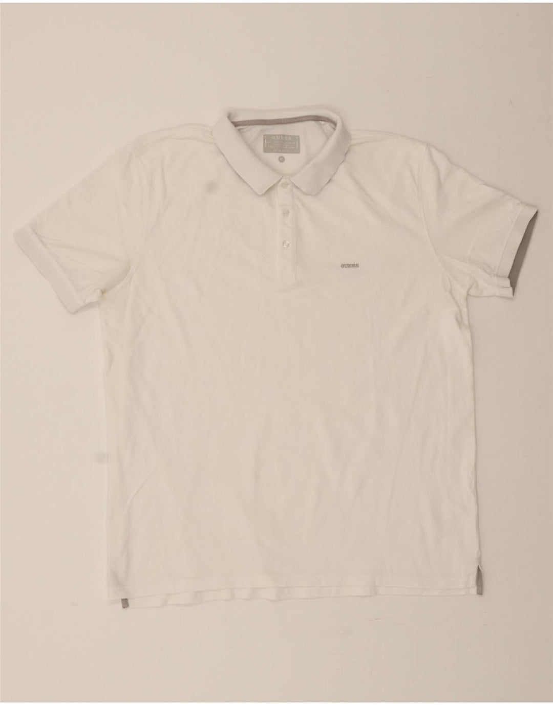 GUESS Mens Slim Fit Polo Shirt XL White Vintage Guess and Second-Hand Guess from Messina Hembry 