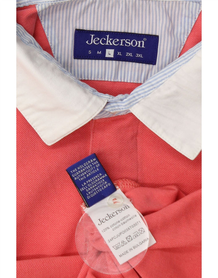 JECKERSON Mens Graphic Polo Shirt Large Pink Cotton