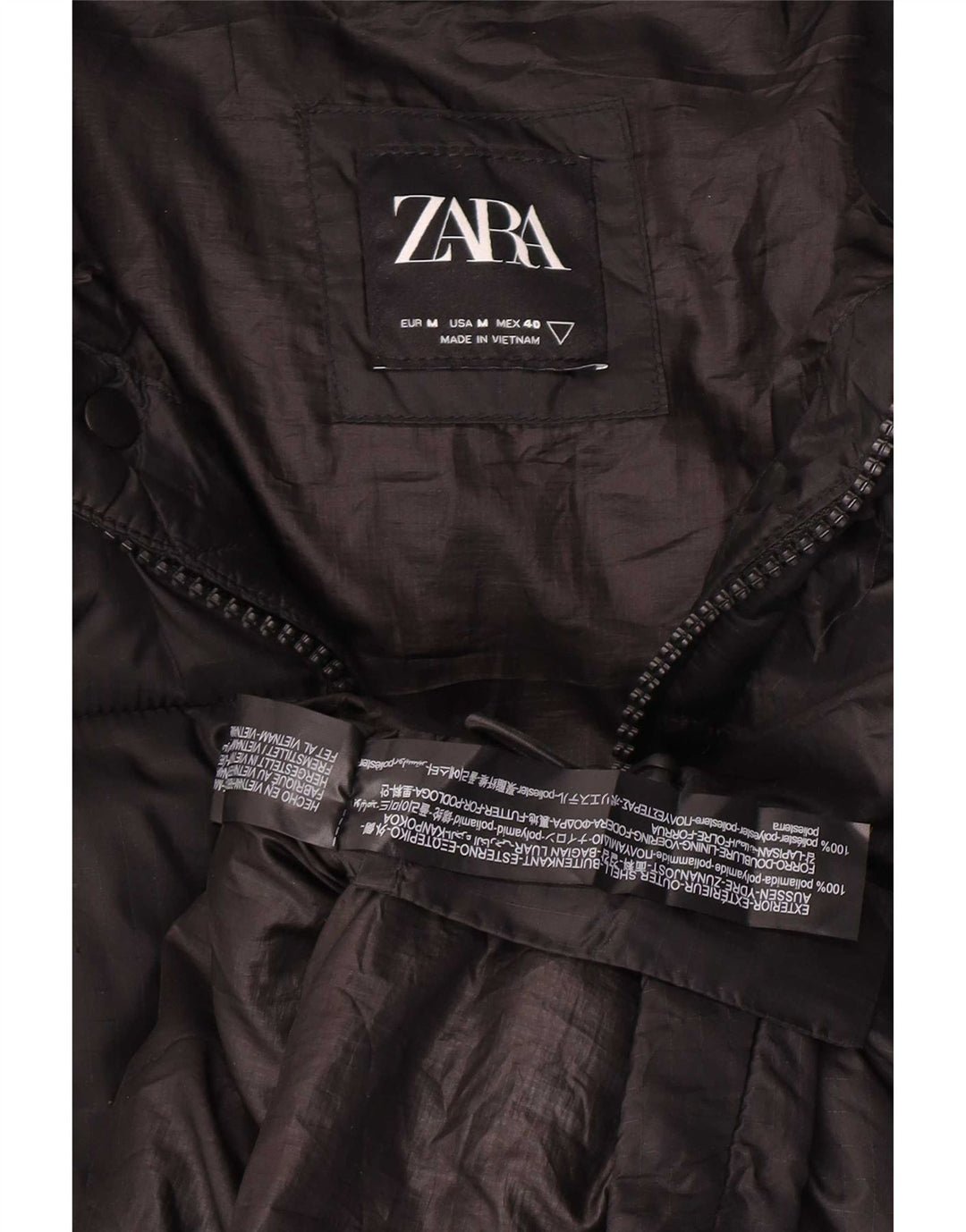 Zara Mens Padded Jacket UK 38 Medium Black Polyamide