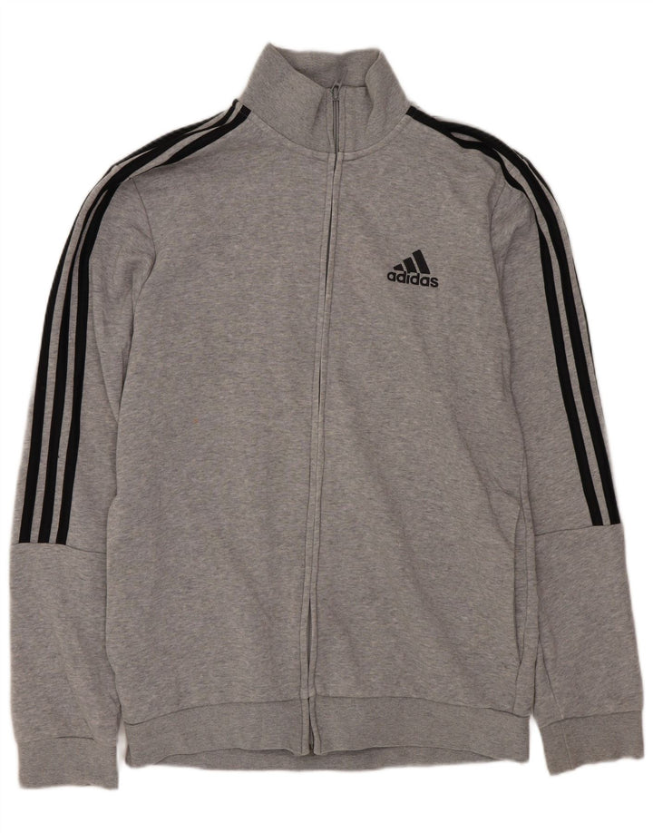 ADIDAS Mens Tracksuit Top Jacket UK 36/38 Small Grey Flecked Cotton