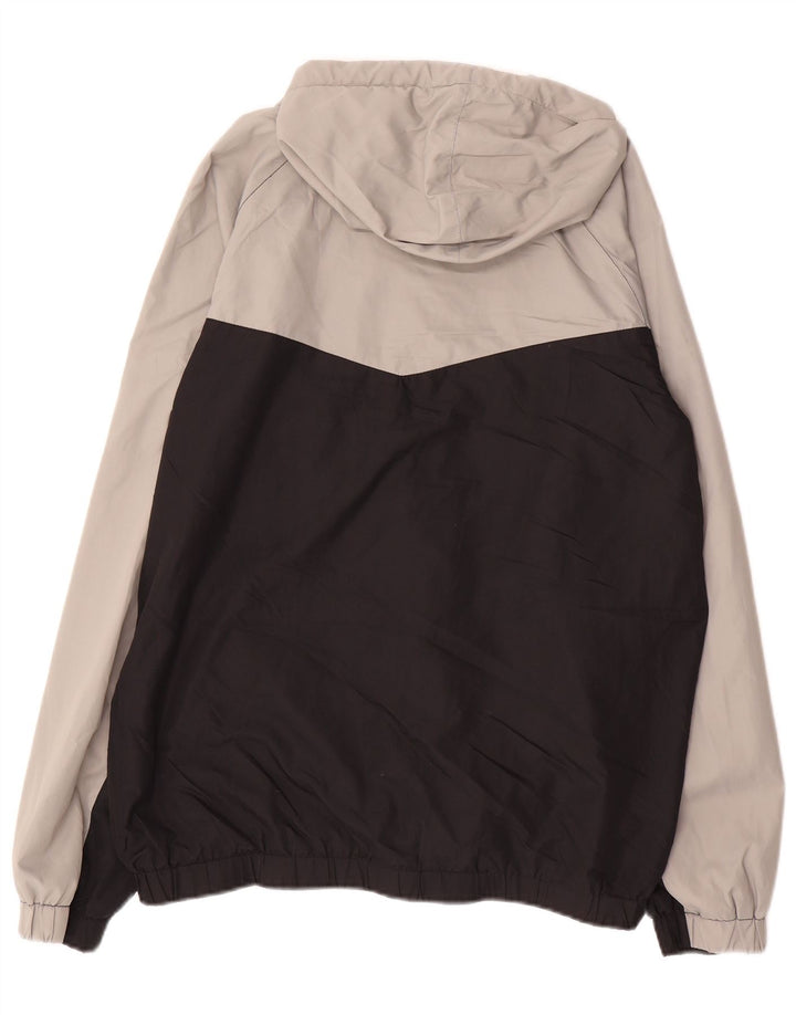 FILA Mens Hooded Rain Jacket UK 38 Medium Grey Colourblock Polyester