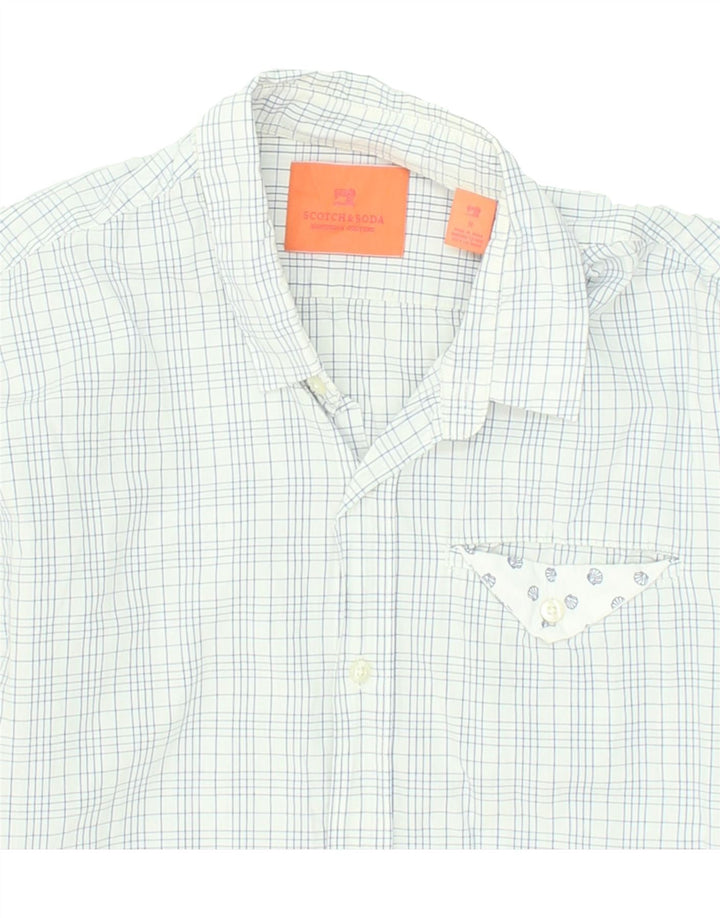 SCOTCH & SODA Mens Shirt Small Blue Check Cotton Vintage Scotch & Soda and Second-Hand Scotch & Soda from Messina Hembry 