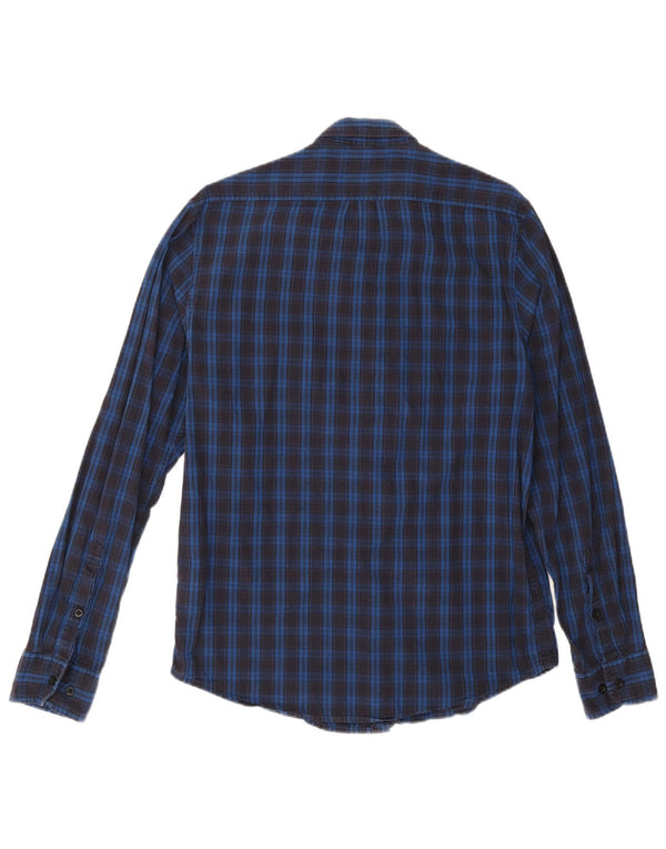 Lee Mens Flannel Shirt Medium Navy Blue Check Cotton