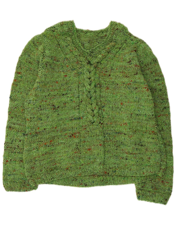 VINTAGE Womens V-Neck Jumper Sweater UK 18 XL Green Flecked