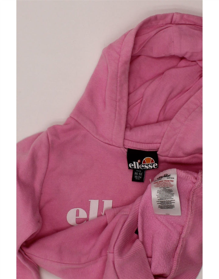 ELLESSE Baby Girls Graphic Hoodie Jumper 18-24 Months Pink Cotton