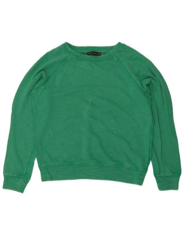 Marks & Spencer Womens Oversized Sweatshirt Jumper UK 10 Small Green Cotton