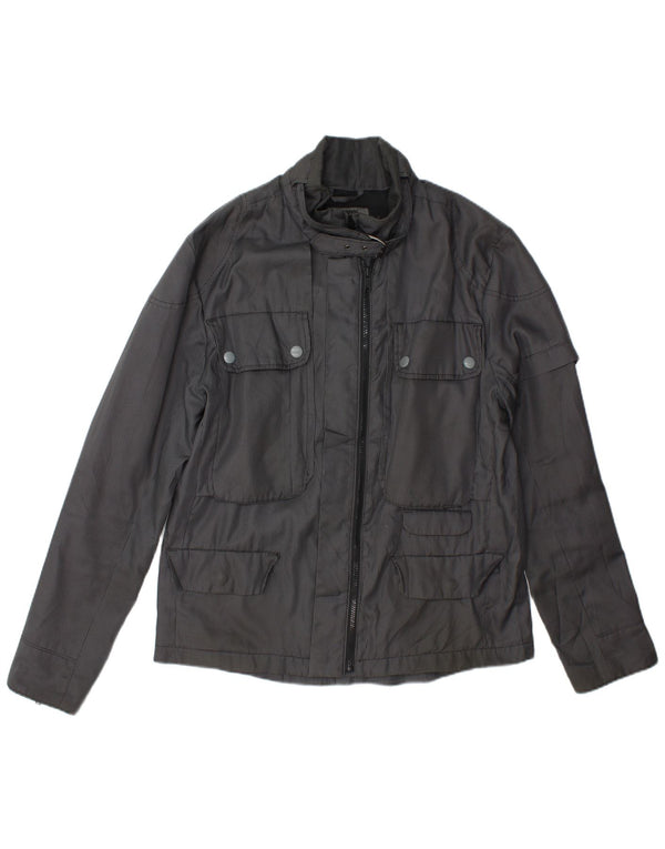 Dkny Mens Utility Jacket UK 40 Large Grey Houndstooth Polyester