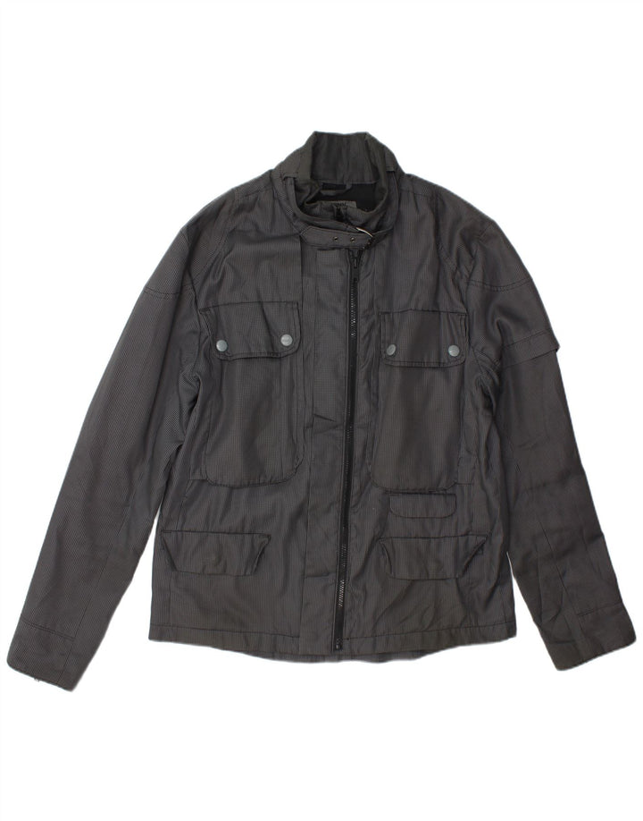 Dkny Mens Utility Jacket UK 40 Large Grey Houndstooth Polyester