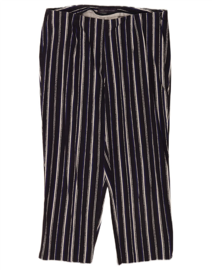 Marks & Spencer Womens Capri Trousers UK 12 Medium W30 L20 Navy Blue