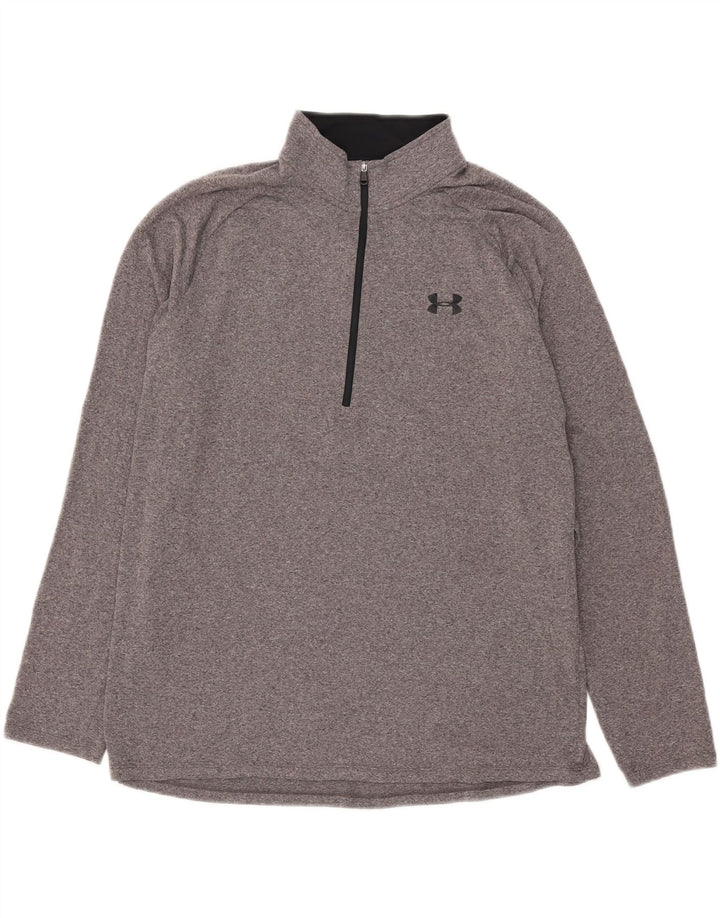 Under Armour Mens Heat Gear Zip Neck Pullover Tracksuit Top XL Grey