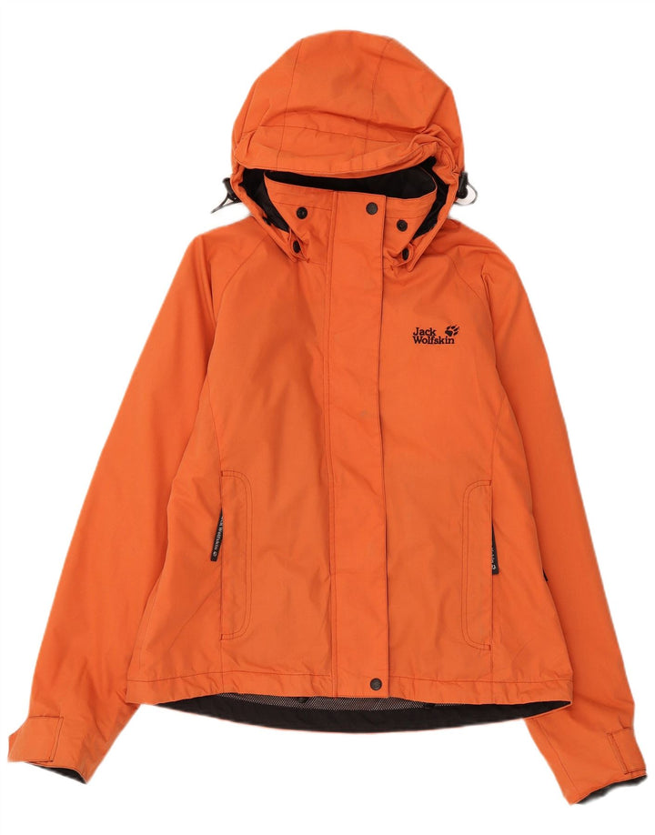 Jack Wolfskin Womens Hooded Windbreaker Jacket UK 10 Small Orange Polyester