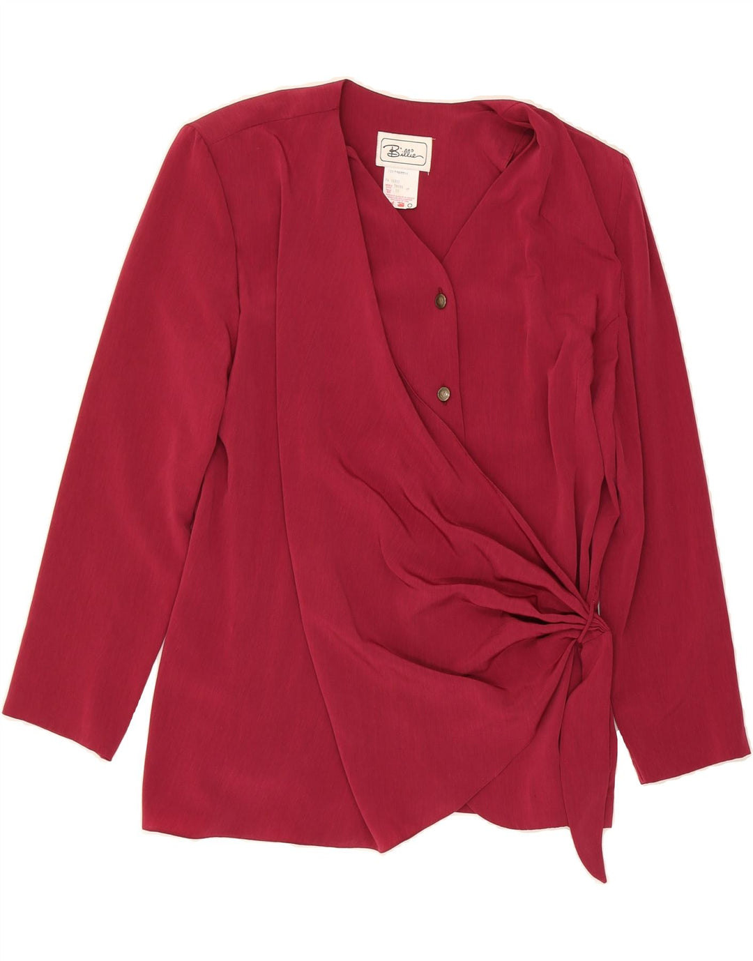 BILLIE Womens Wrap Shirt Blouse US 15 XL Red Polyester Vintage Billie and Second-Hand Billie from Messina Hembry 