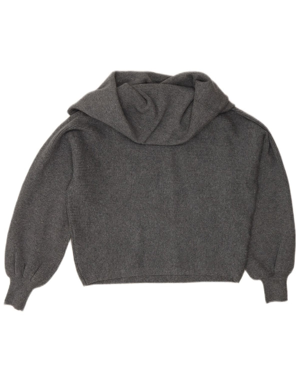 Zara Womens Crop Roll Neck Jumper Sweater UK 10 Small Grey Viscose