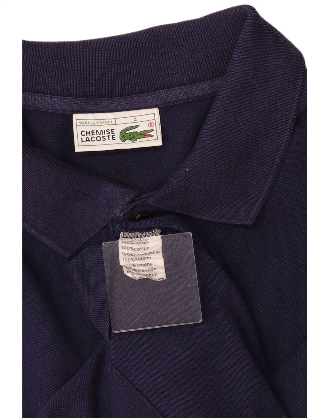 Lacoste Mens Polo Shirt Size 4 Medium Navy Blue Cotton
