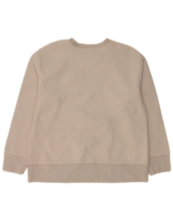 Zara Womens Crew Neck Jumper Sweater UK 14 Medium Off White Polyester