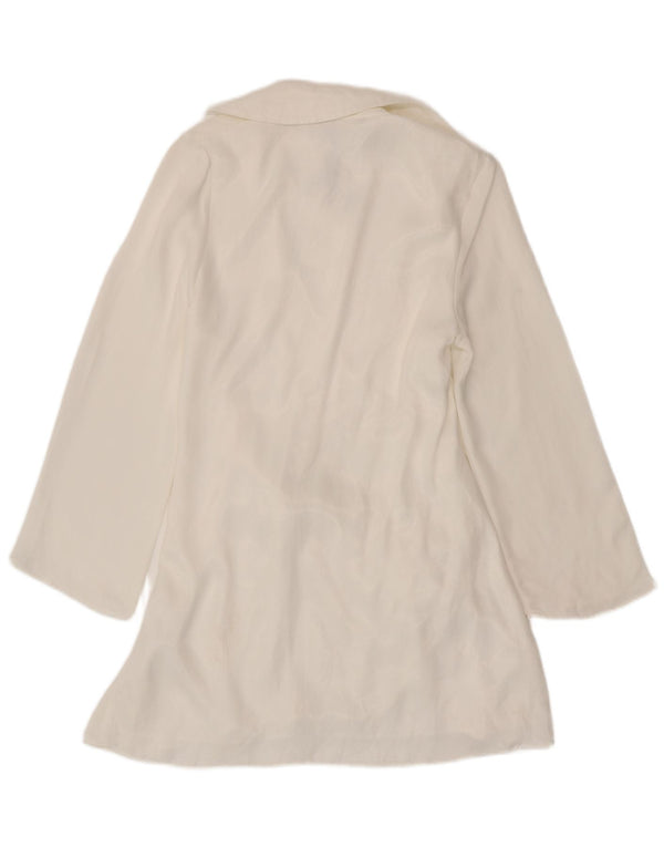 Zara Womens Long Sleeve Wrap Dress UK 12 Medium White Viscose