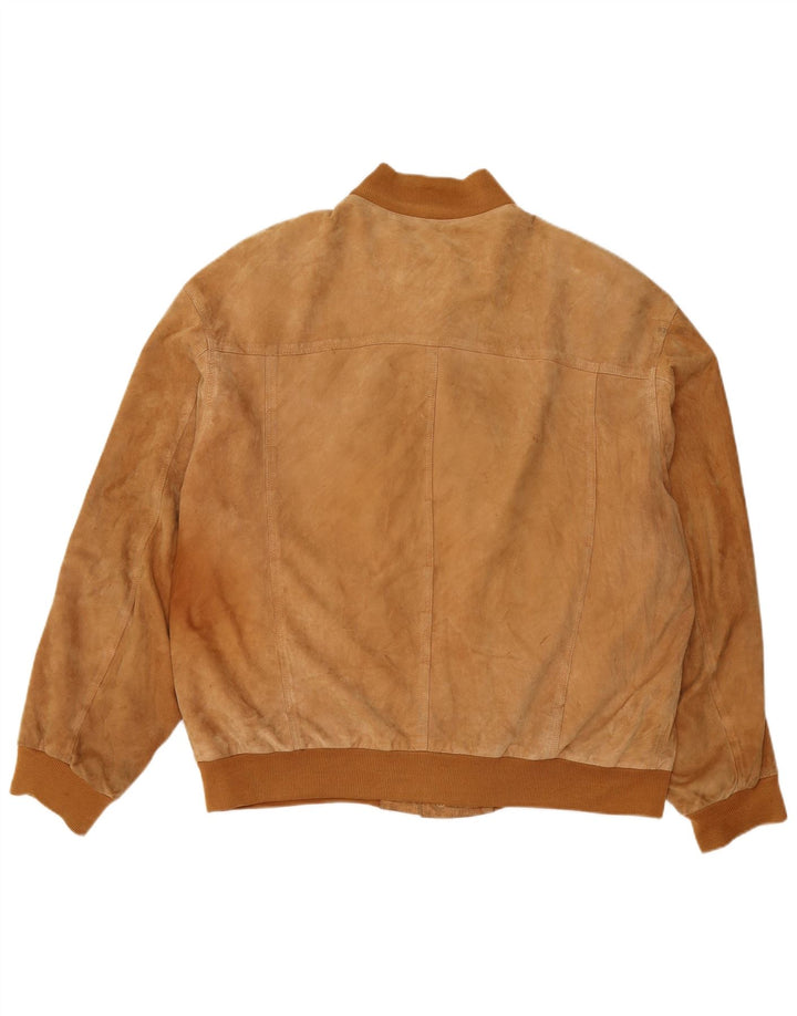 Vintage Mens Suede Bomber Jacket UK 42 XL Brown