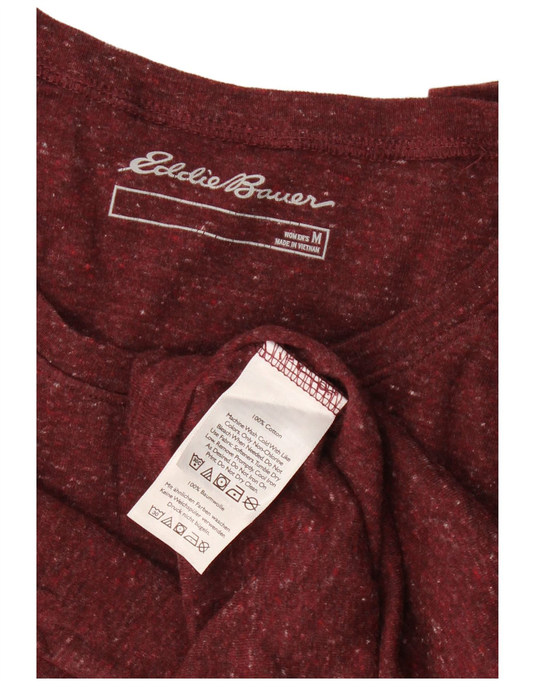 EDDIE BAUER Womens Top Long Sleeve UK 12 Medium Burgundy Flecked Cotton