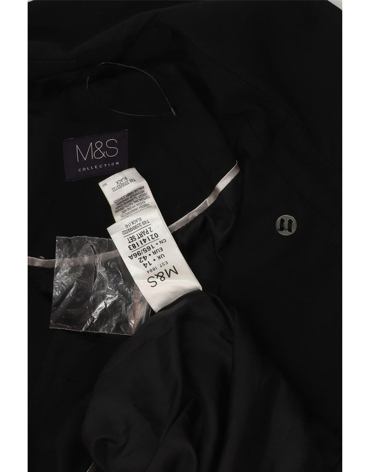 Marks & Spencer Womens Trench Coat UK 14 Large Black Polyester
