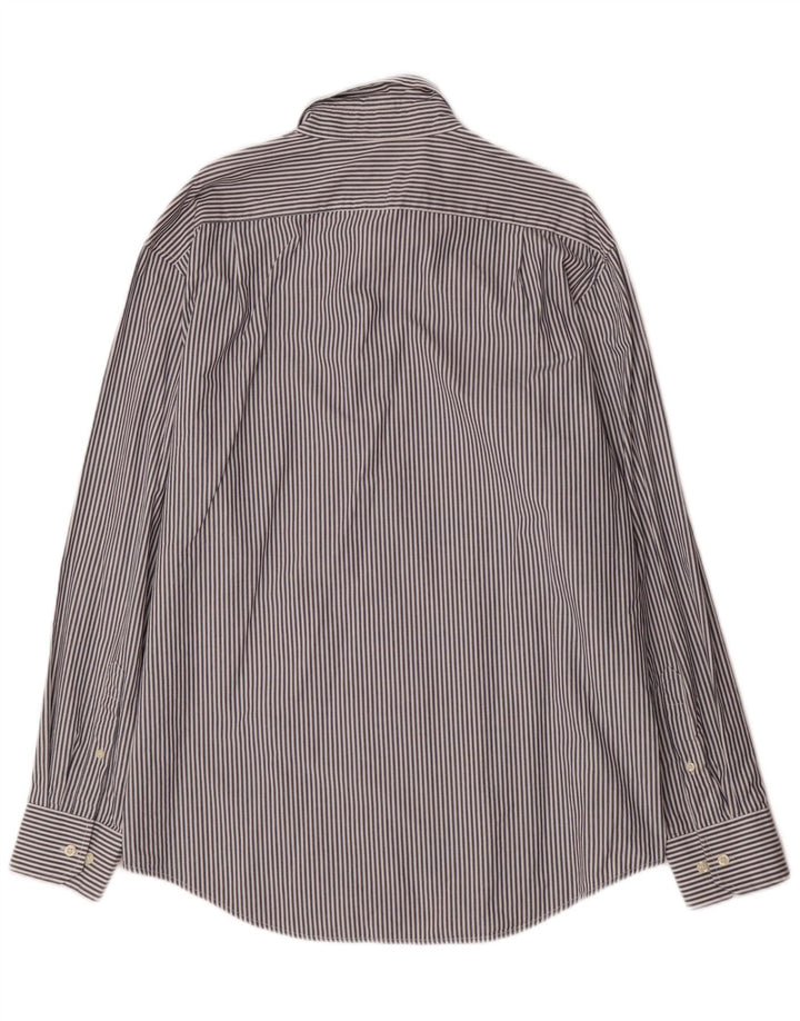 IZOD Mens Shirt Large Navy Blue Pinstripe Cotton