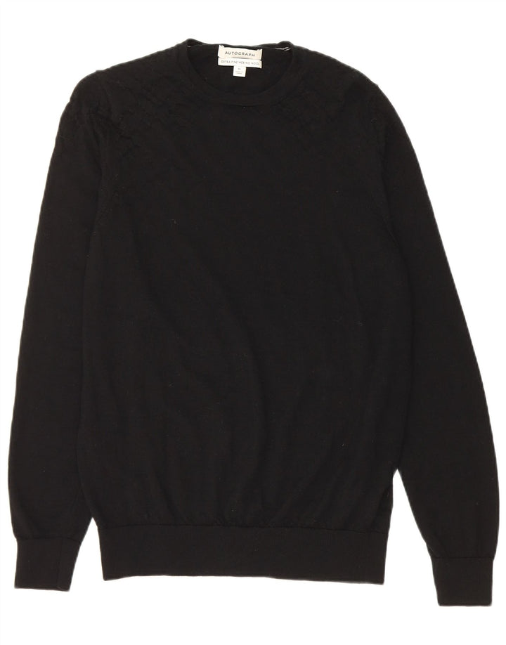 Marks & Spencer Mens Autograph Crew Neck Jumper Sweater Medium Black