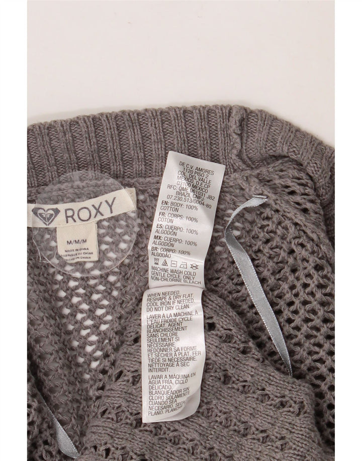 Roxy Womens Longline Cardigan Sweater UK 14 Medium Grey Cotton