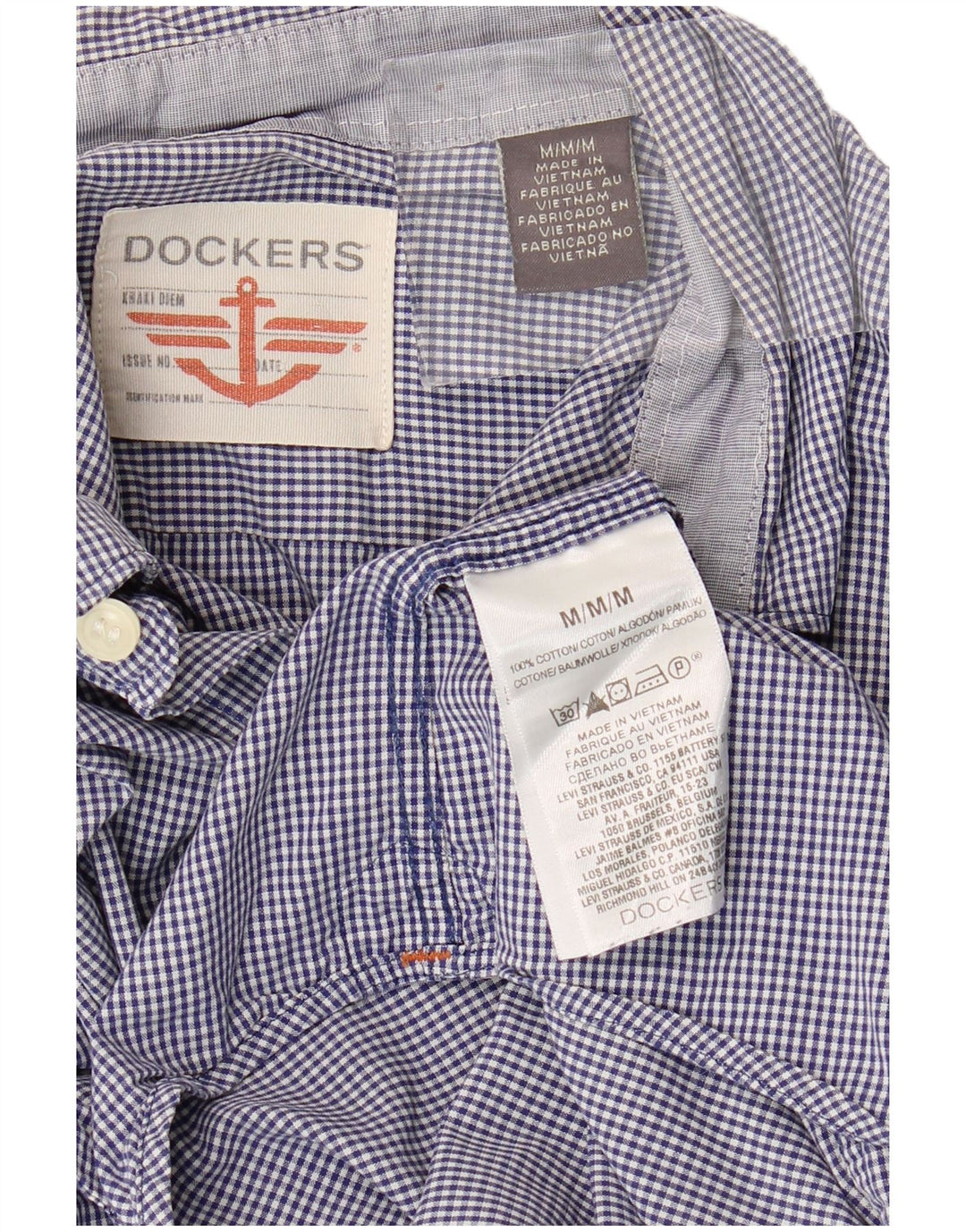 DOCKERS Mens Shirt Medium Blue Gingham Cotton