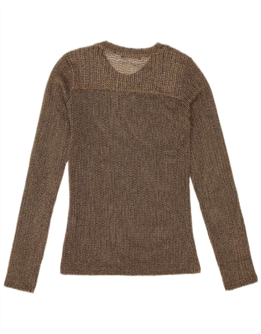 Zara Womens See Through Top Long Sleeve UK 10 Small Gold Flecked Polyester