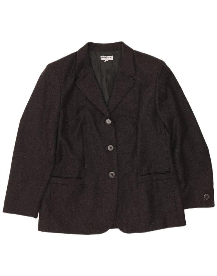 Delia Ferrari Womens 3 Button Blazer Jacket IT 45 Medium Black Virgin Wool
