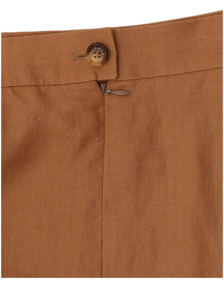 HERMES Womens Straight Skirt IT 44 Medium W30 Beige Linen