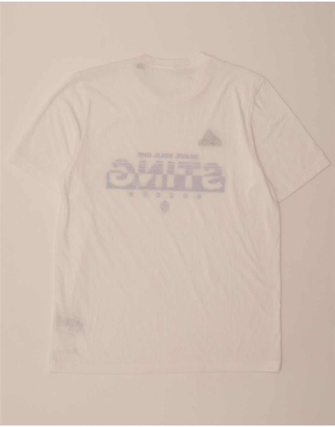 ADIDAS Mens Aeroready Graphic T-Shirt Top Medium White Polyester Vintage Adidas and Second-Hand Adidas from Messina Hembry 
