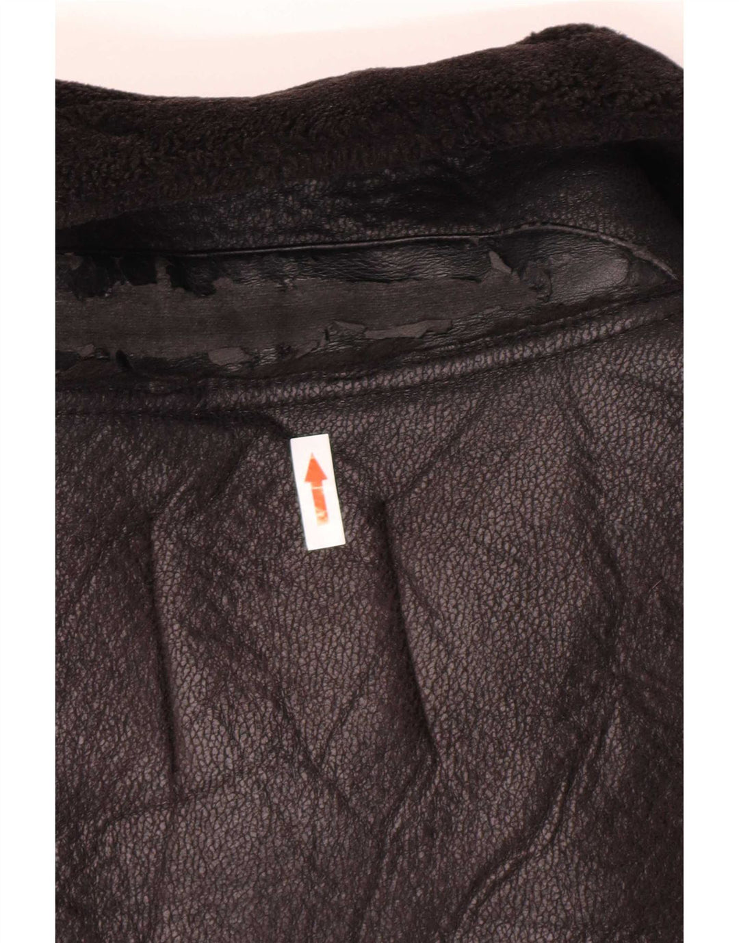 Zara Womens Faux Leather Sherpa Jacket UK 14 Medium Black Polyurethane