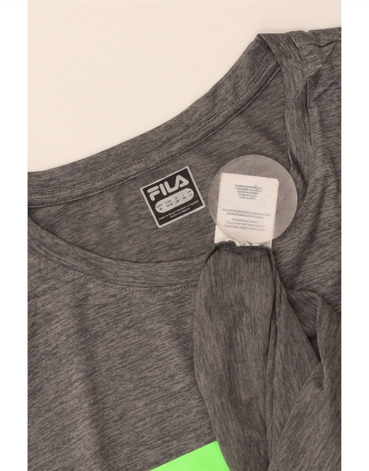 Fila Womens Graphic T-Shirt Top UK 14 Medium Grey Polyester