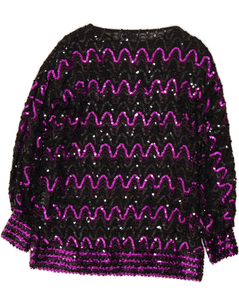 GIVENCHY Womens Sequin See Through Top EU 42 Large Black Chevron Vintage Givenchy and Second-Hand Givenchy from Messina Hembry 