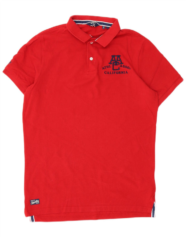 Superdry Mens Graphic Polo Shirt Large Red Cotton