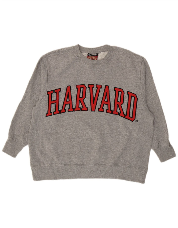 Zara Womens Harvard Graphic Oversized Sweatshirt Jumper UK 10 Small Grey