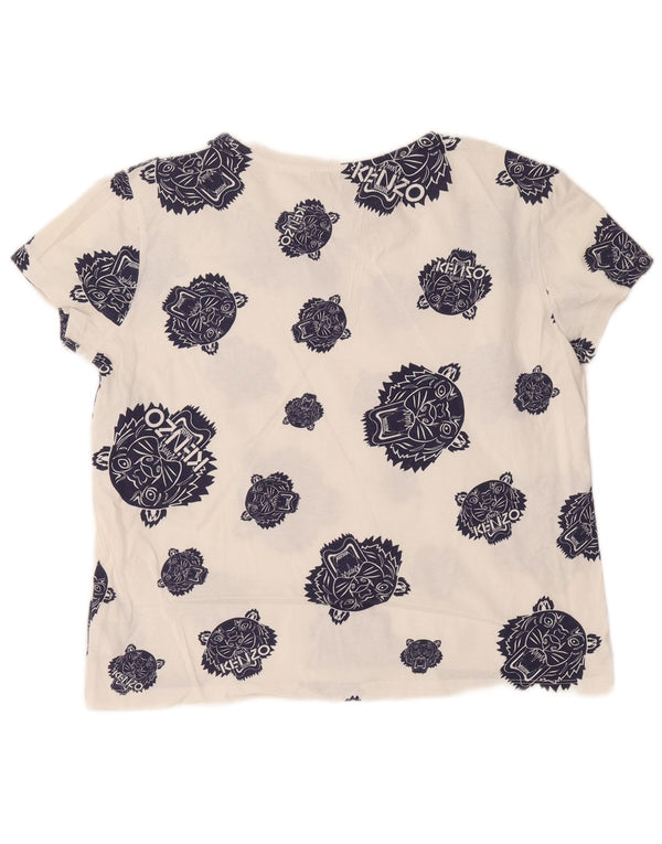 Kenzo Womens Graphic T-Shirt Top UK 16 Large White Cotton