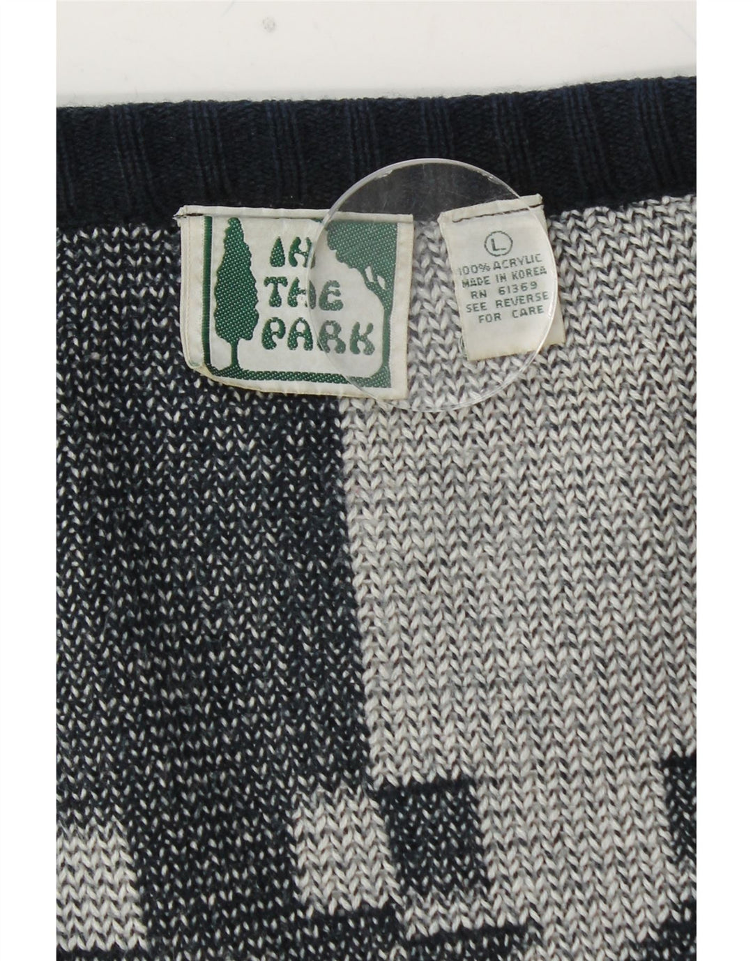 VINTAGE Womens Oversized Cardigan Sweater UK 16 Large Navy Blue Geometric